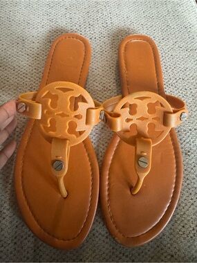 Tory Burch Orange Leather Miller Sandals